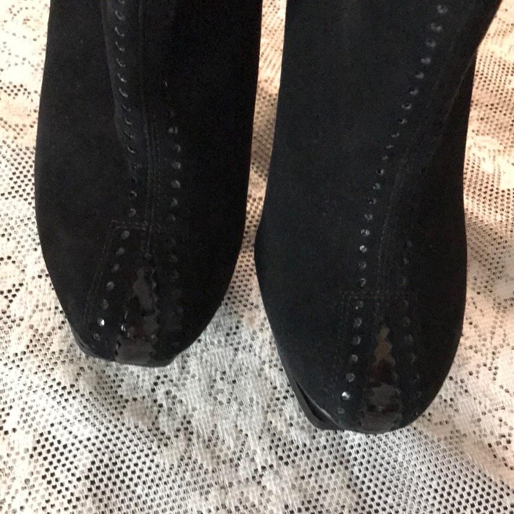 BCBG LEATHER SUEDE PLATFORM BOOTS - Picture 7 of 12